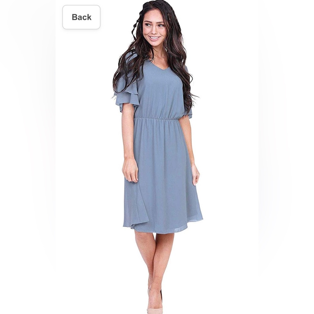 Mikarose Claire V Neck Flutter Sleeve Midi Dress